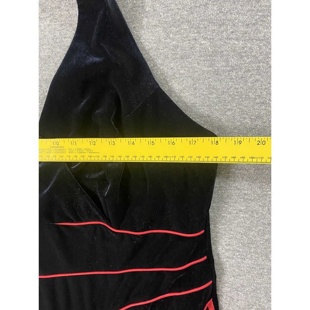 Vintage Niki Livas Dress 14W Black Red Velvet Whimsigoth Halter HOCO Vamp Formal - Picture 14 of 16